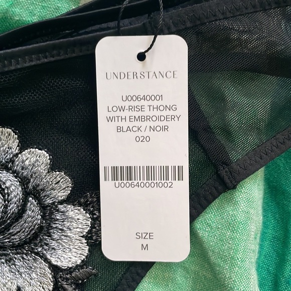 Moonlight Sheer Plunge Black Floral Embroidered Bra & Matching Thong - Picture 8 of 10